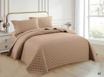 Luxury Satin Silk Quilted Bedspread Set – King Size | Premium 6-Piece (220x240cm)