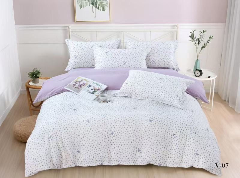Premium Quality 100% cotton Fabric 6-Piece Floral Print Duvet cover Set- King Size bedding set