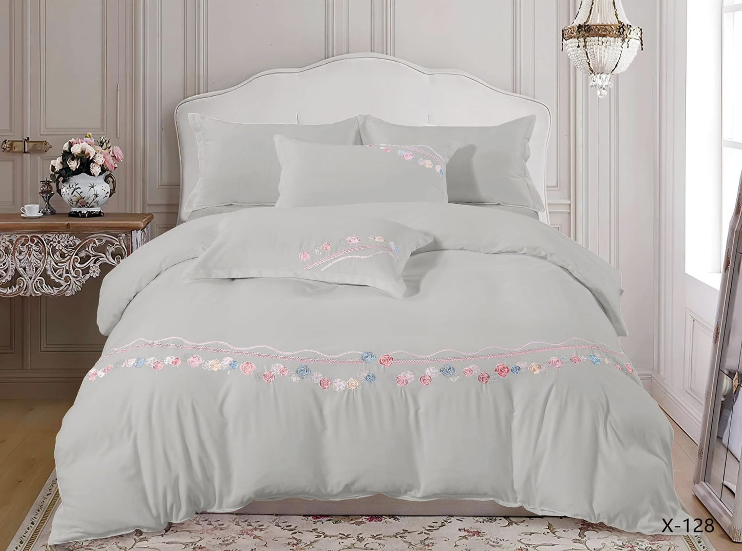 Embroidery designed premium cotton comforter 6pcs set-King
