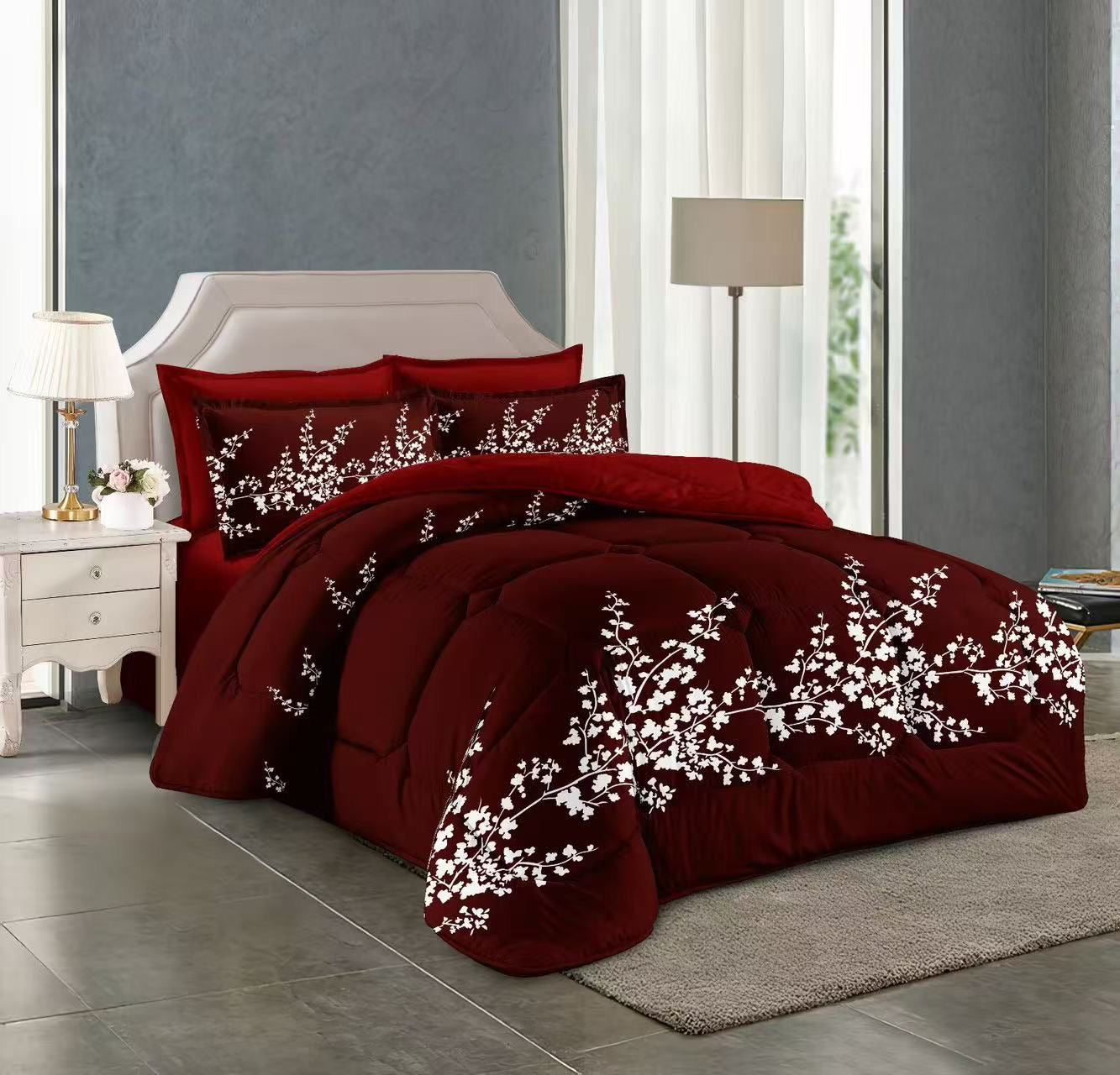 Floral print King size comforter 6 pieces set - 220 x 240cm