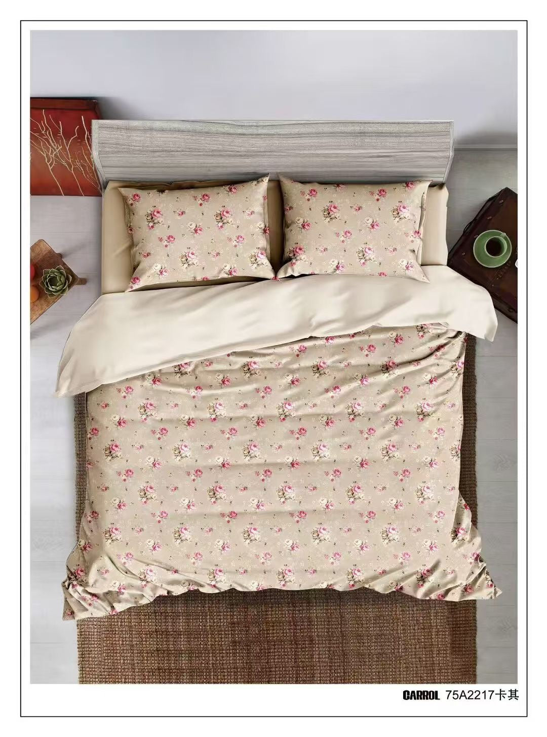 Floral King size Duvet cover, fitted bedsheet & 4 pillowcases set