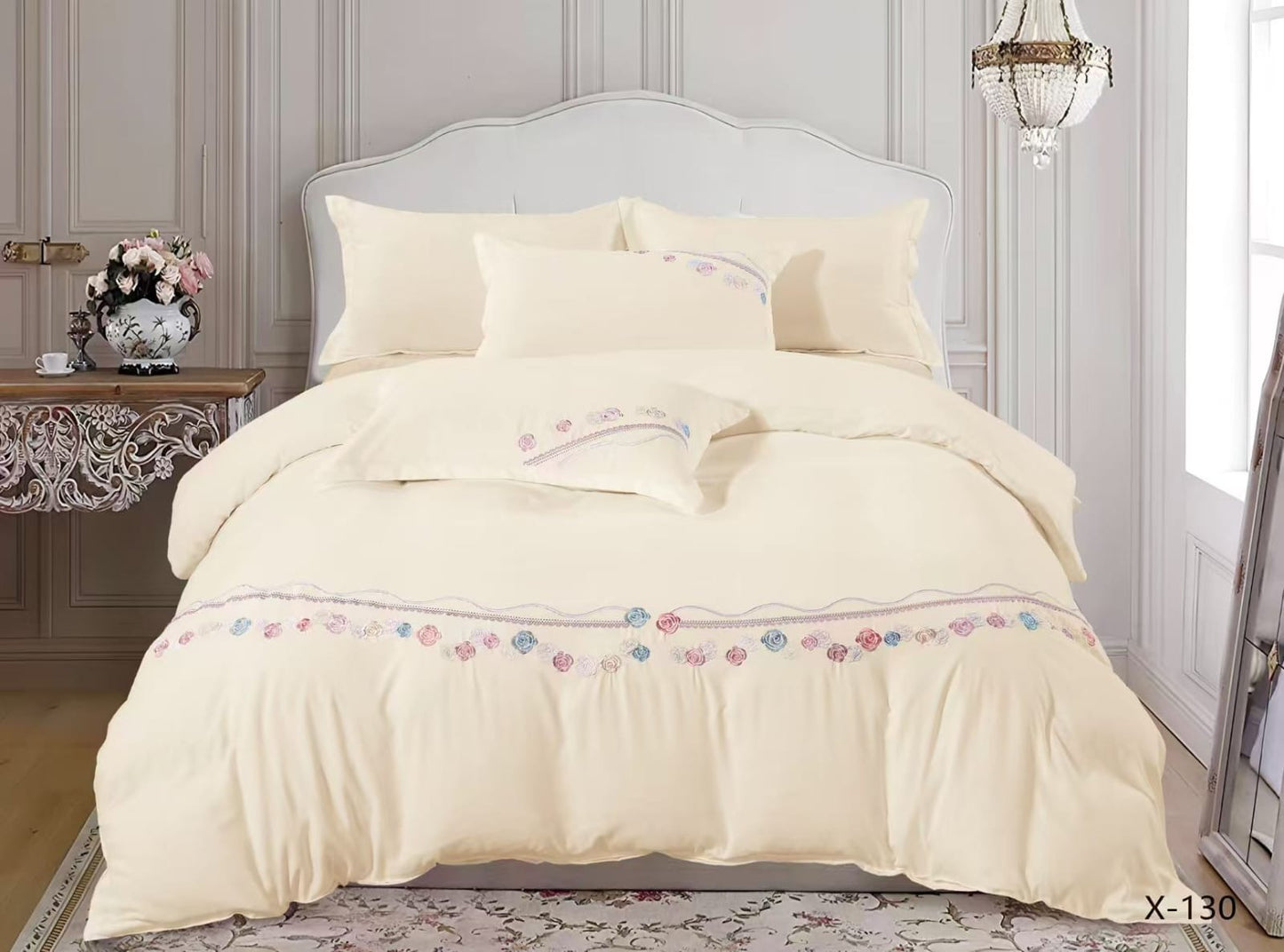 Embroidery designed premium cotton comforter 6pcs set-King