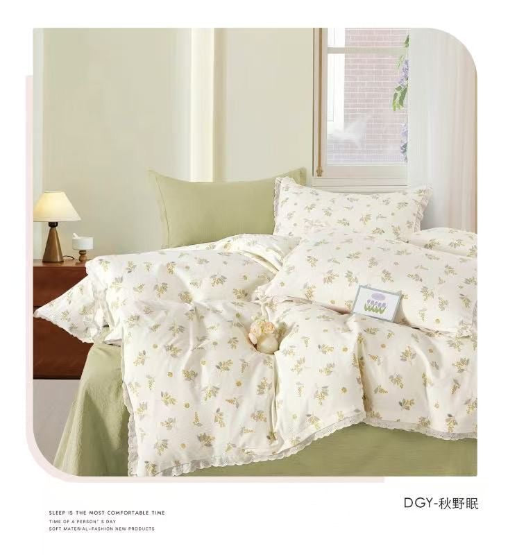 100% Cotton Premium Quality 6-Piece Floral Print Duvet cover Set- King Size