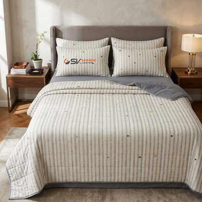 Floral Premium Quality cotton Light weight Quilted Bedspread Set - 6Piece King Size (220x240cm)