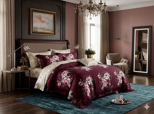 Floral print King size comforter 6 pieces set - 220 x 240cm