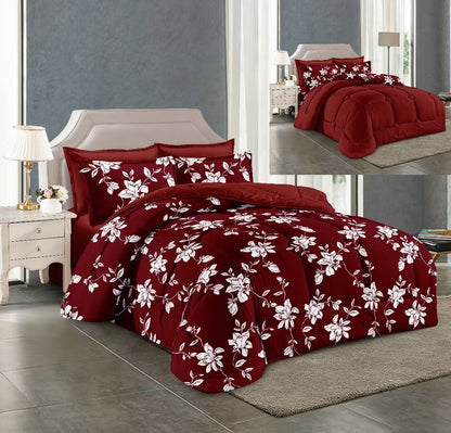 Floral print King size comforter 6 pieces set - 220 x 240cm