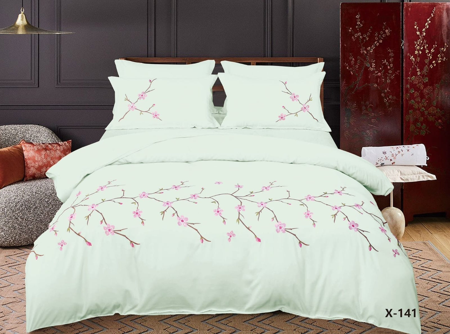 Embroidery designed premium cotton comforter 6pcs set-King