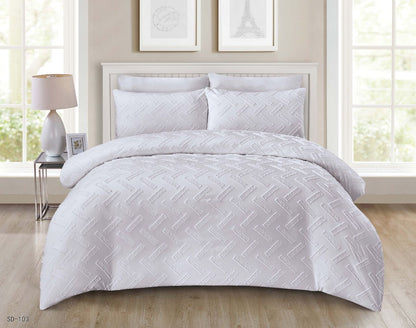King Size Comforter Set 6-Piece | Cotton Fabric with Embroidery | Bedding Set with Fitted Sheet and Pillowcases