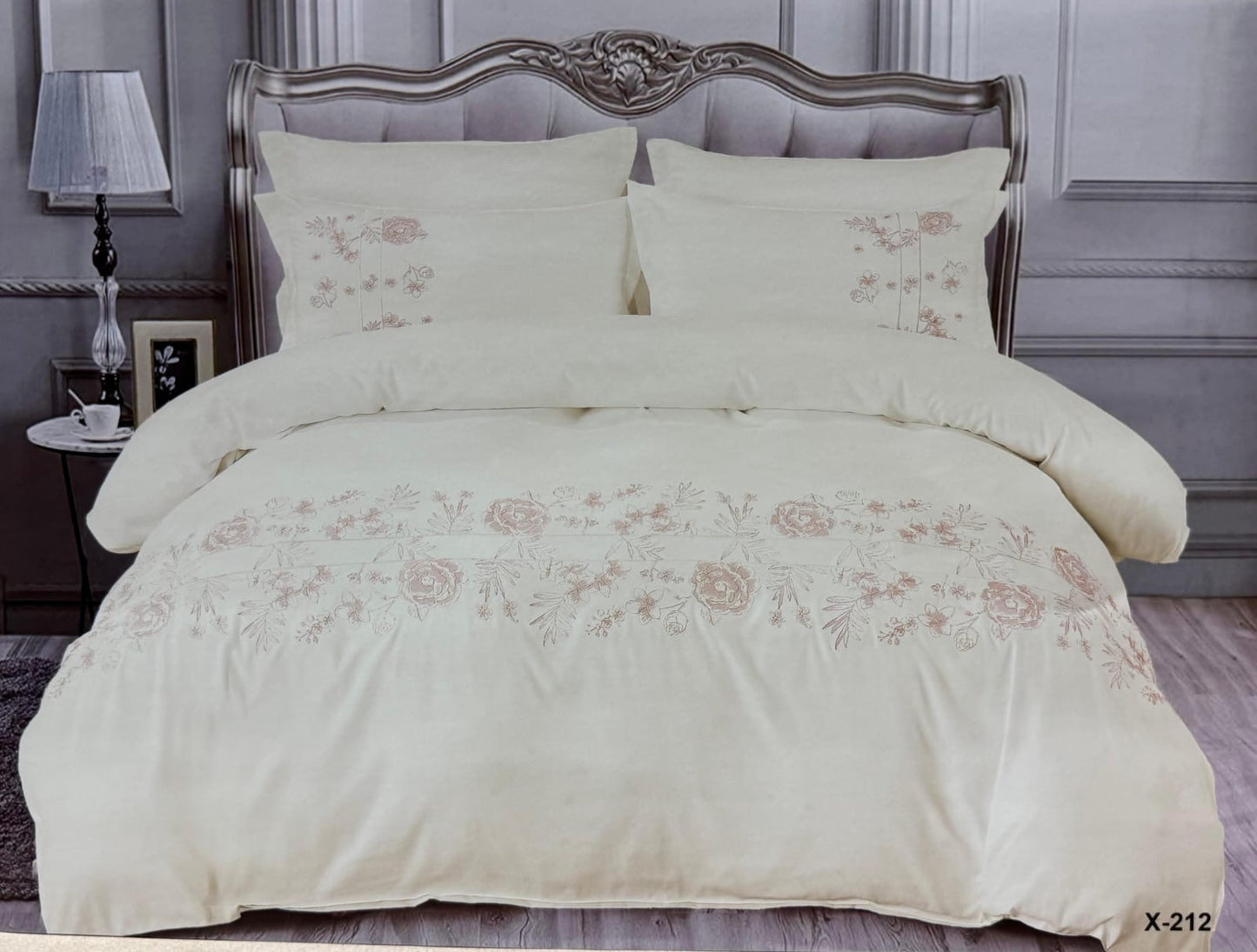 Embroidery designed premium cotton comforter 6pcs set-King