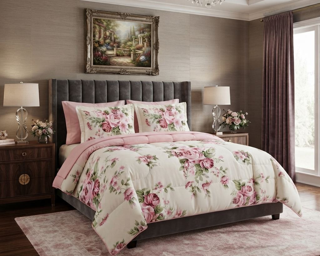 Floral 6-Piece Cotton Comforter Set | King Size Bedding Set - SK HOME CENTER