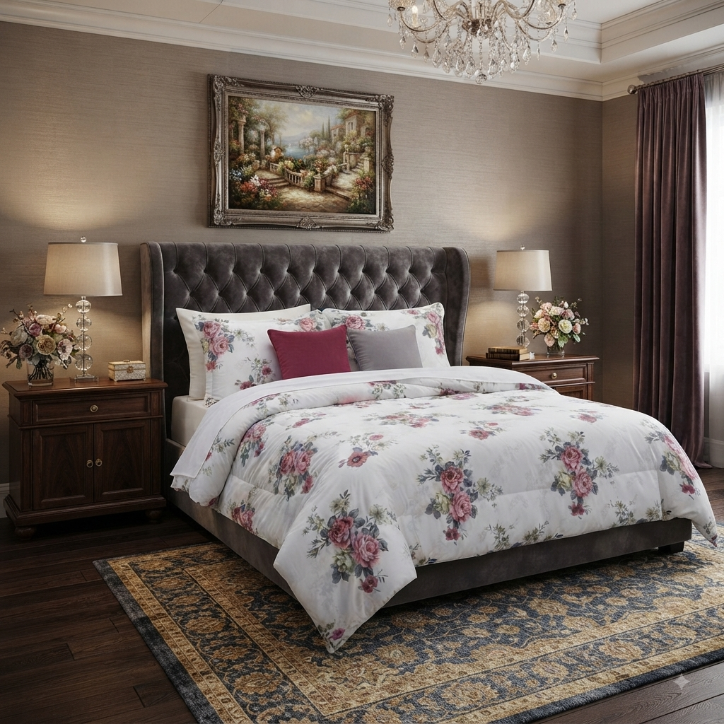 Floral 6-Piece Cotton Comforter Set | King Size Bedding Set - SK HOME CENTER