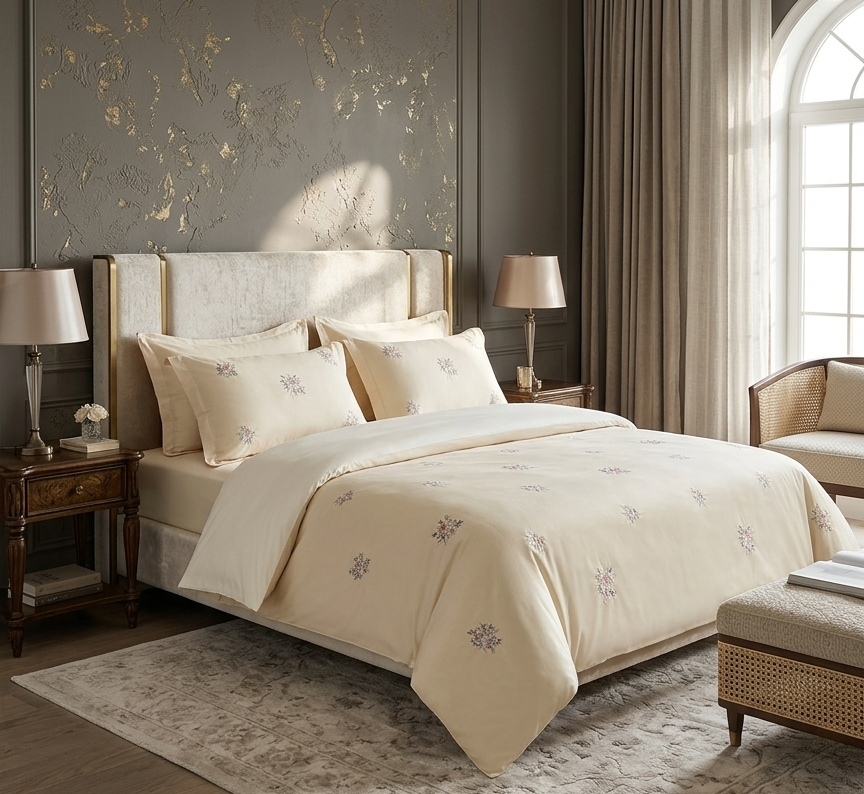 Embroidery Premium King Size Duvet Cover Set (6-Piece) - SK HOME CENTER