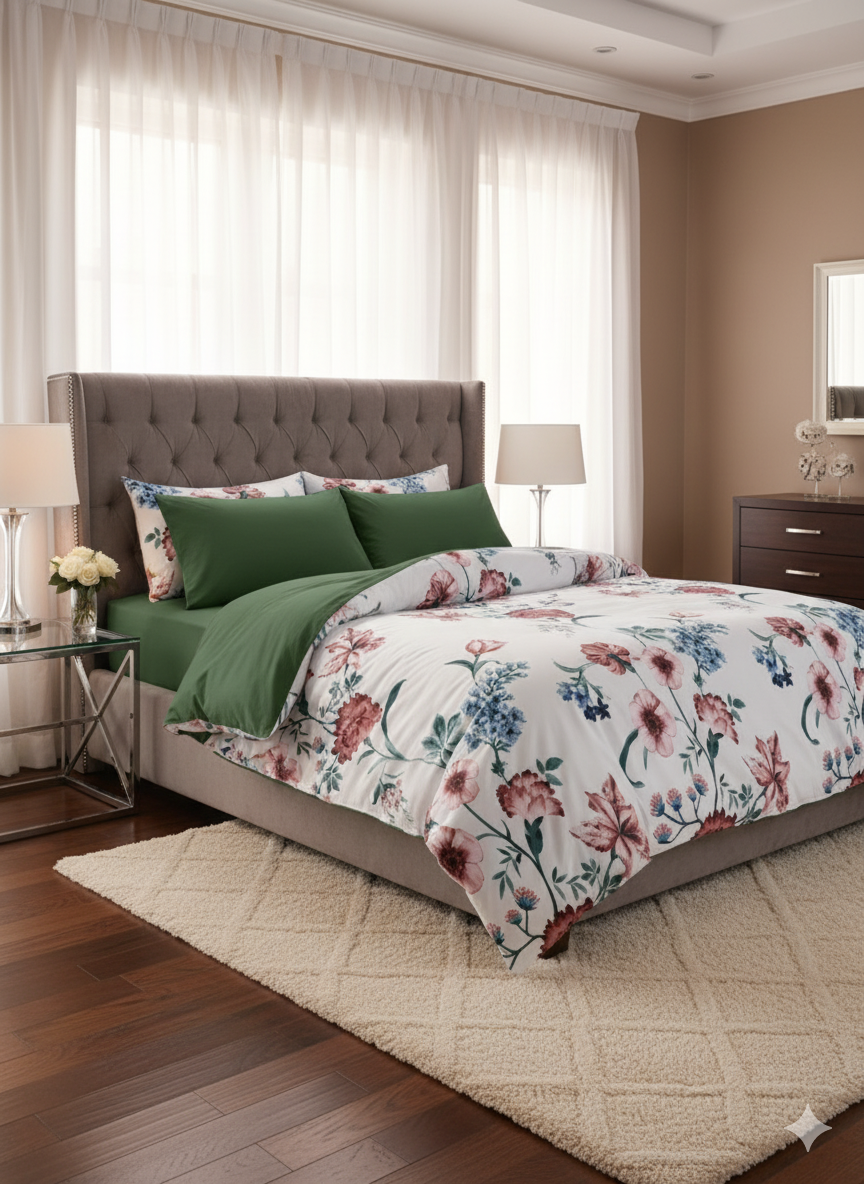 Floral King size comforter 6Pcs set - 220 x 240cm