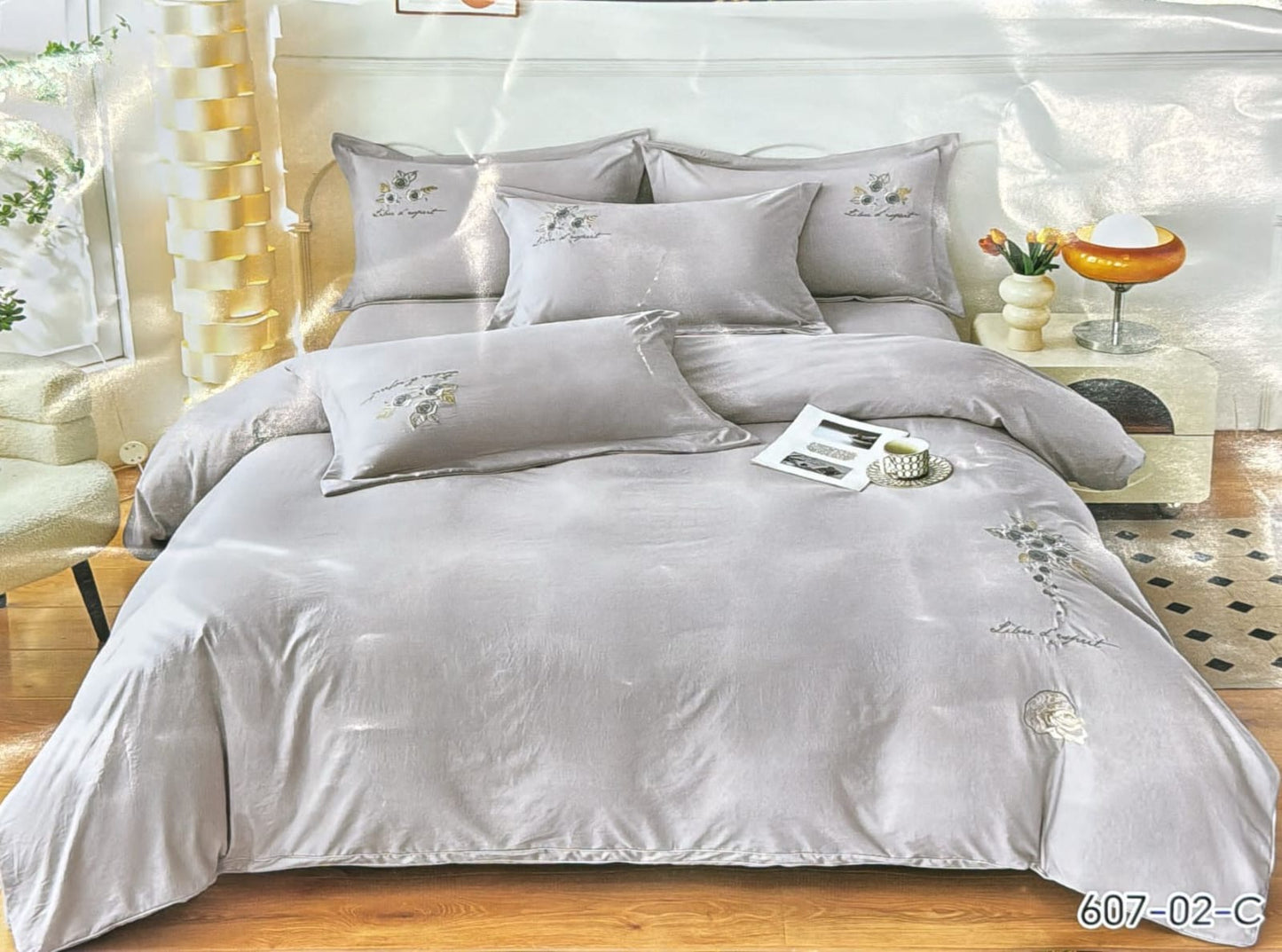 Embroidery designed premium cotton comforter 6pcs set-King