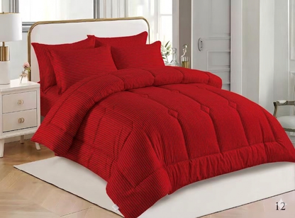 Satin Silky Striped Comforter Set – King Size 6 Piece