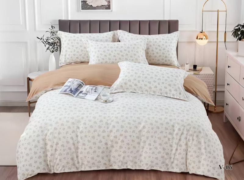 Premium Quality 100% cotton Fabric 6-Piece Floral Print Duvet cover Set- King Size bedding set