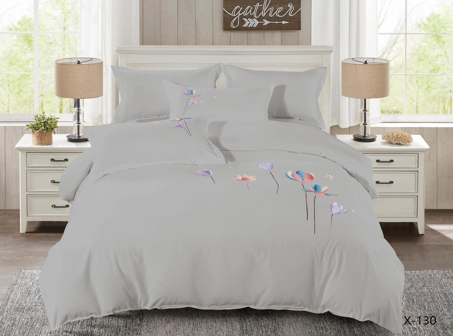 Embroidery Duvet Cover Set – King Size (6-Piece Set)