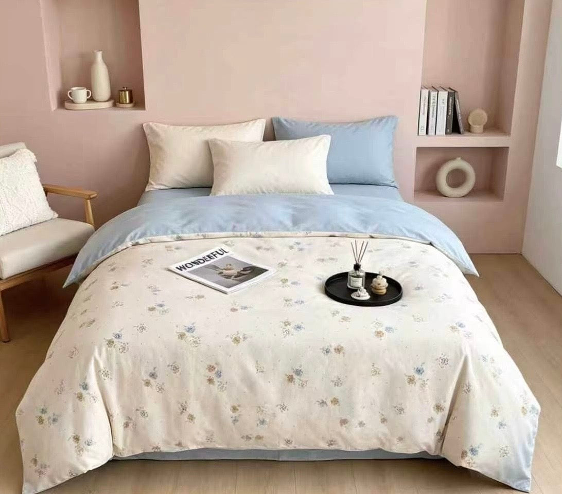 Premium Quality 100% cotton Single XL Twin size comforter 4 pieces set - 120 x 200cm - SK HOME CENTER