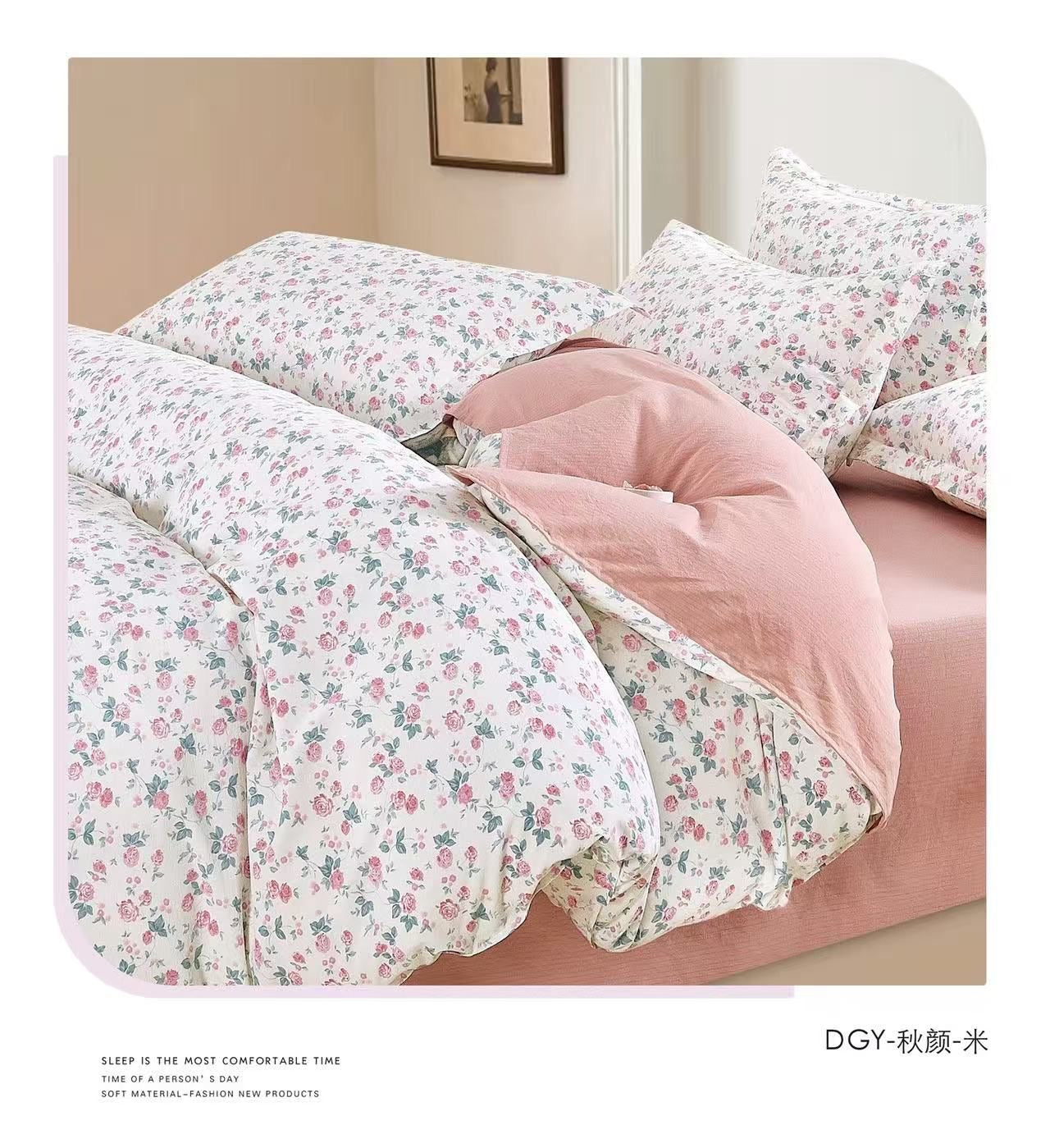 100% Cotton Premium Quality 6-Piece Floral Print Duvet cover Set- King Size