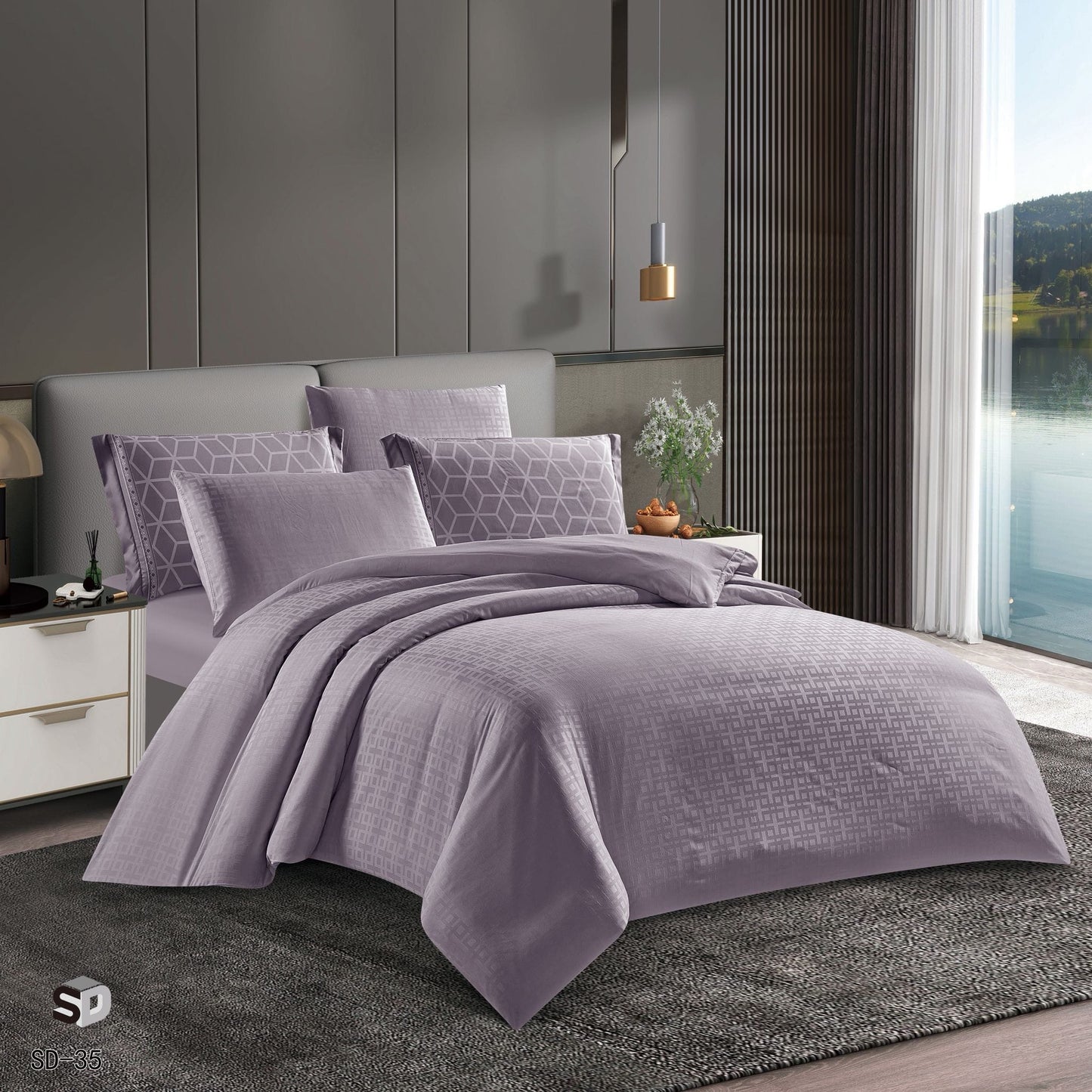 Luxury Silk Satin Comforter Set Queen Size 4PCS