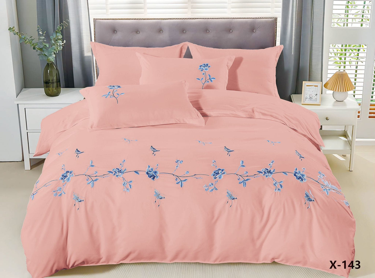 Embroidery designed premium cotton comforter 6pcs set-King