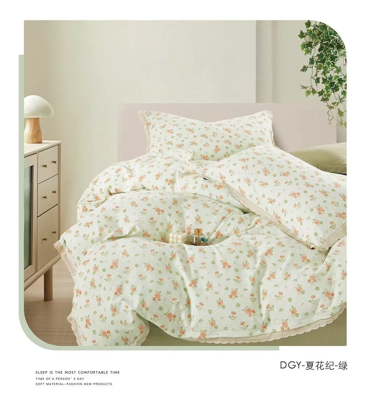 100% Cotton Premium Quality 6-Piece Floral Print Duvet cover Set- King Size