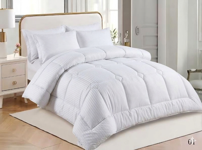 Satin Silky Striped Comforter Set – King Size 6 Piece