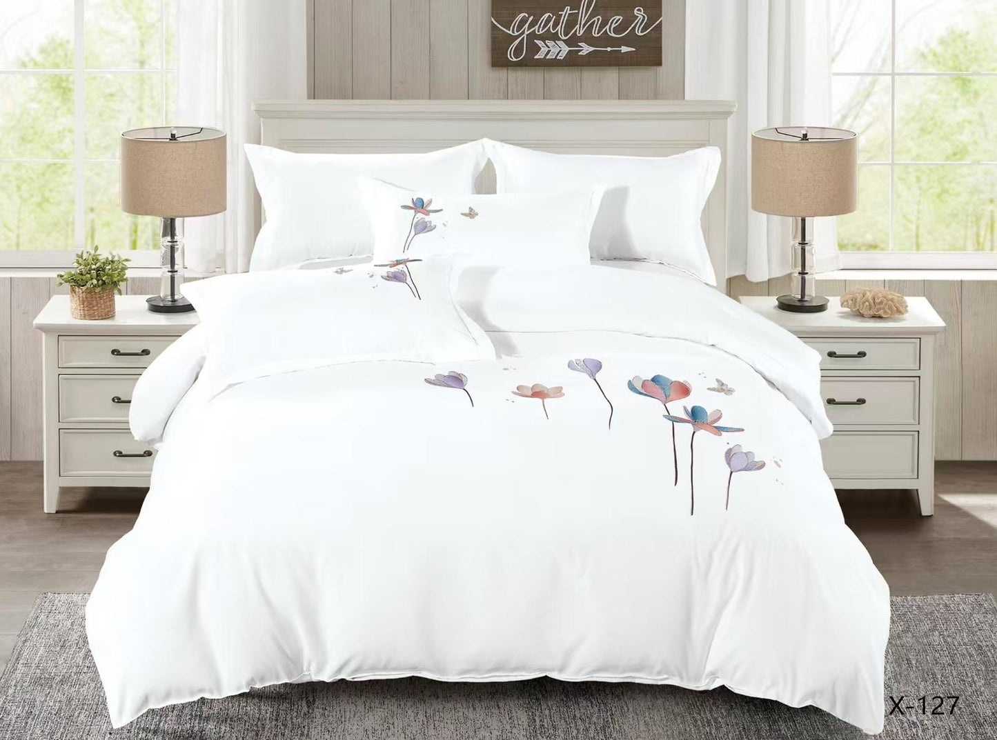 Embroidery designed premium cotton comforter 6pcs set-King
