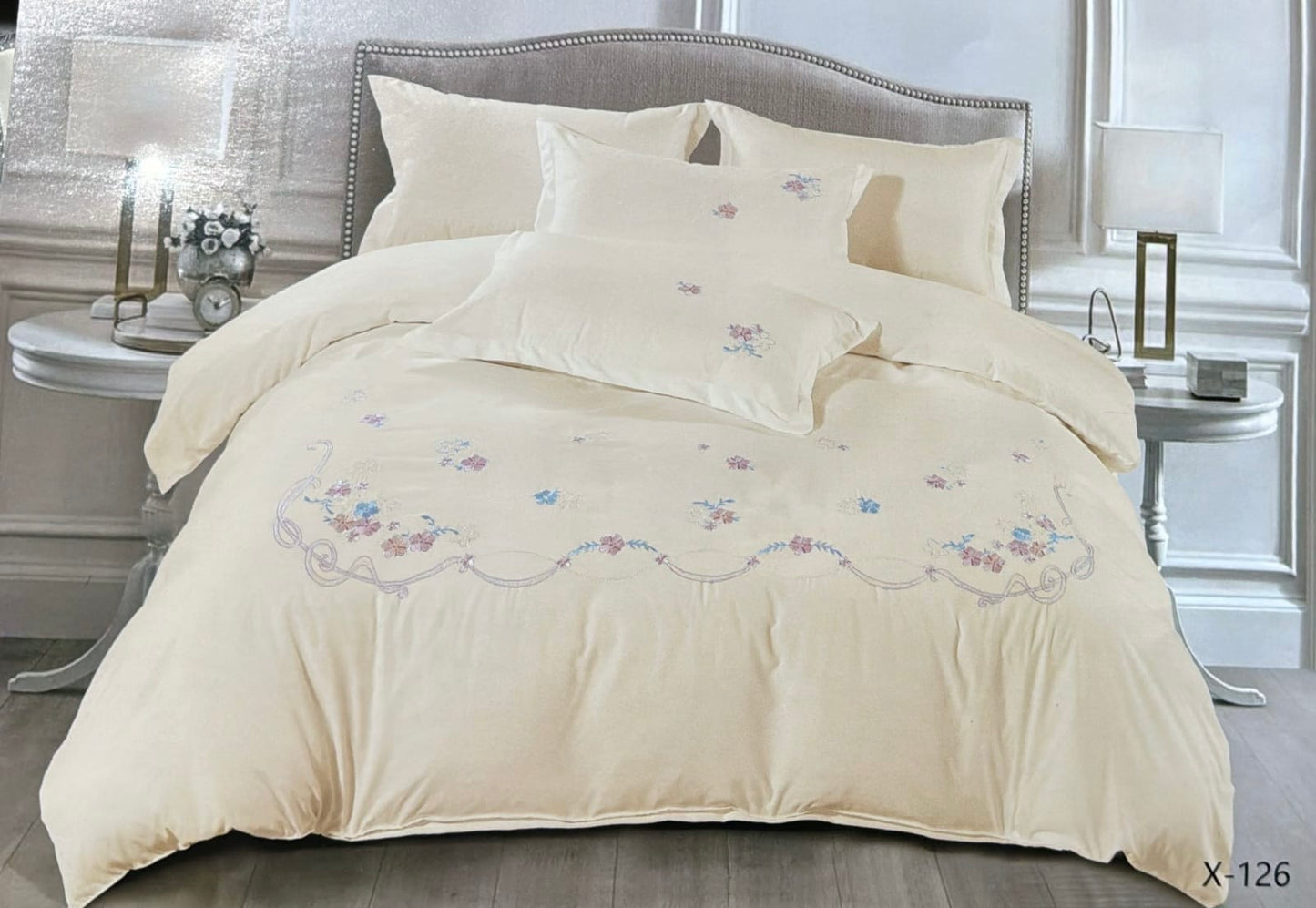 Embroidery designed premium cotton comforter 6pcs set-King