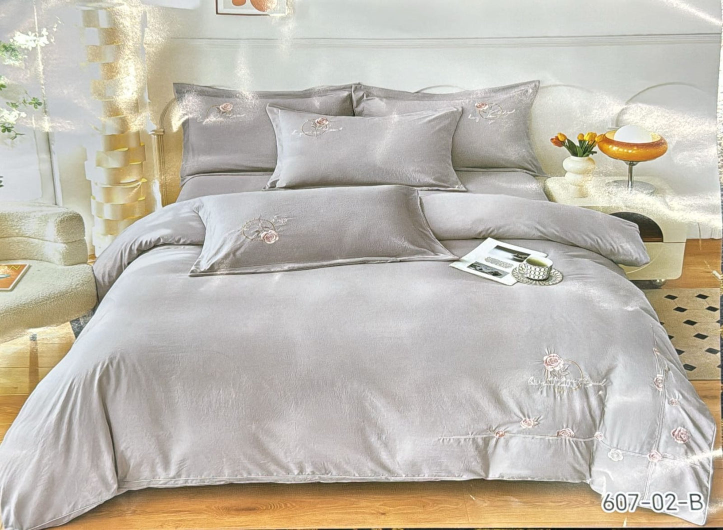 Embroidery designed premium cotton comforter 6pcs set-King