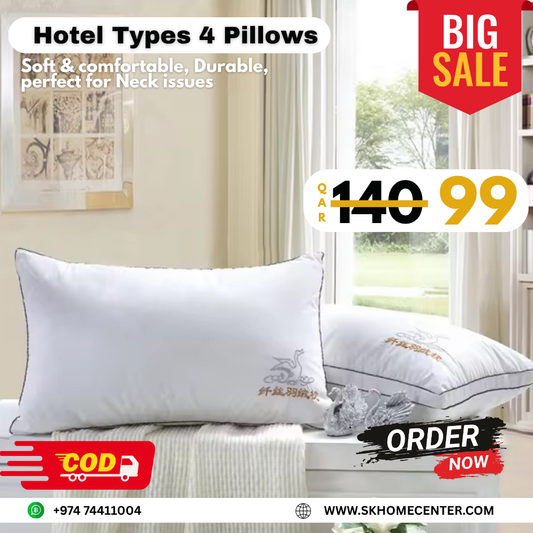 Duck Embroidery Hotel-Type pillows – 4pcs