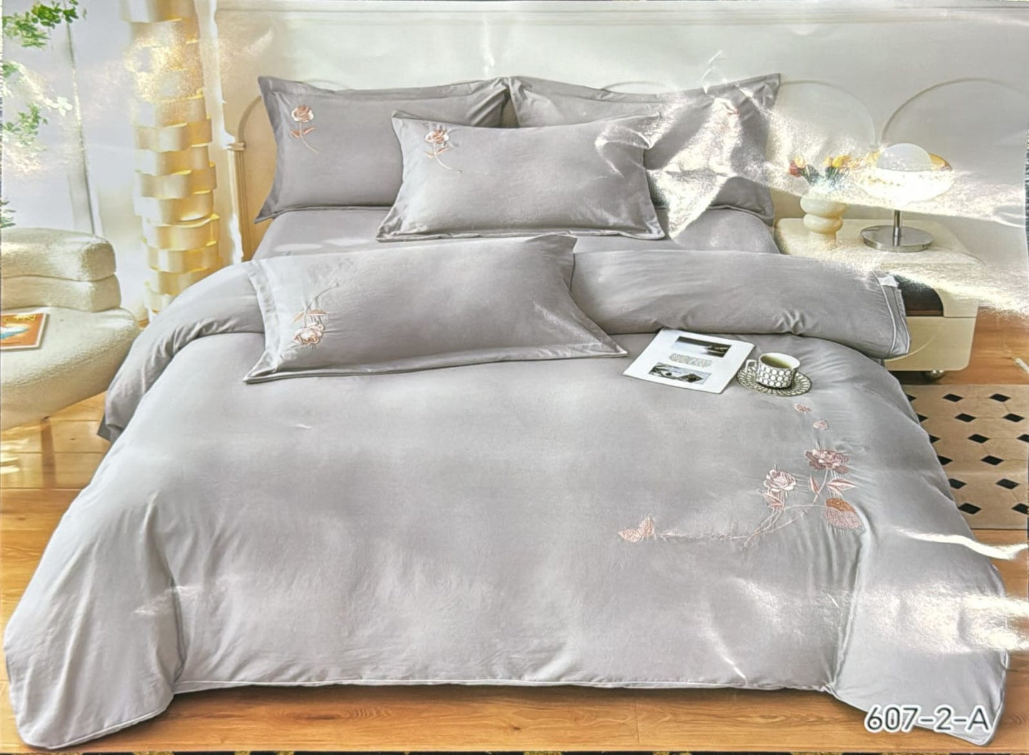 Embroidery designed premium cotton comforter 6pcs set-King