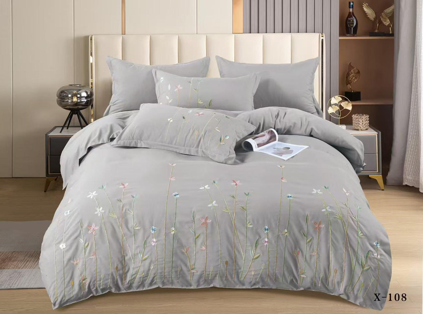 Embroidery designed premium cotton comforter 6pcs set-King