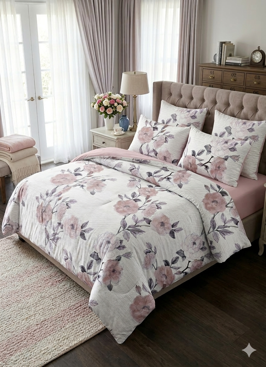 Floral King size comforter 6Pcs set - 220 x 240cm