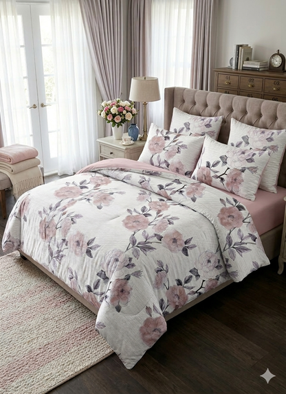 Floral King size comforter 6Pcs set - 220 x 240cm
