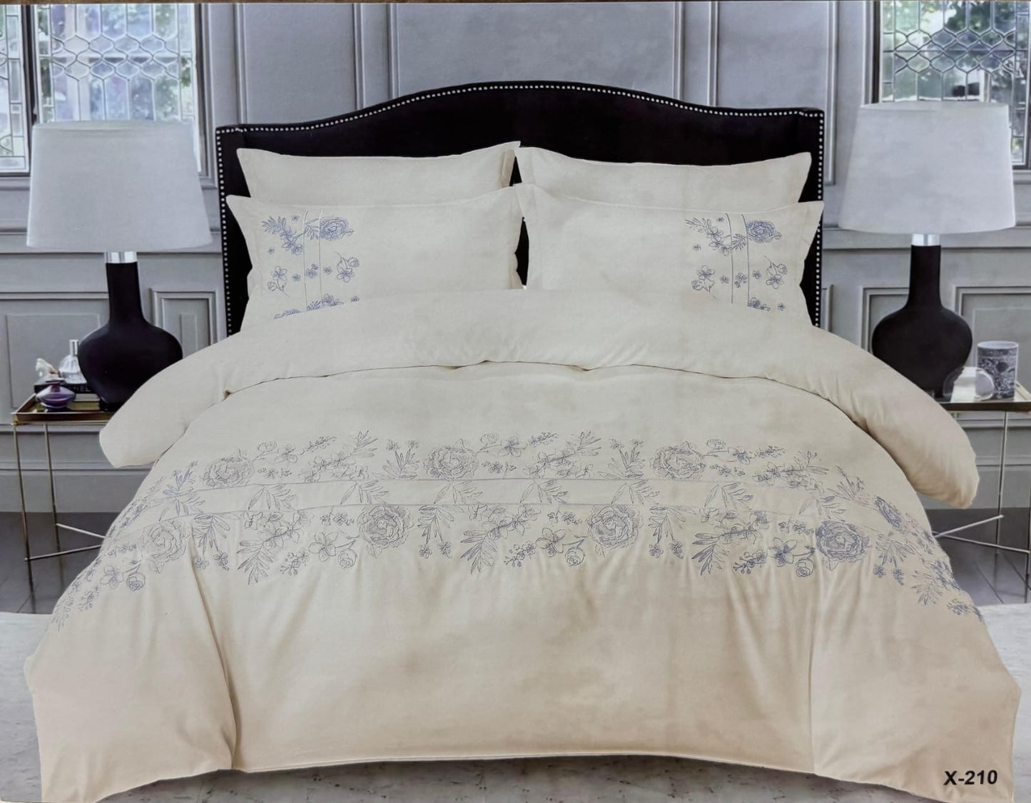 Embroidery designed premium cotton comforter 6pcs set-King
