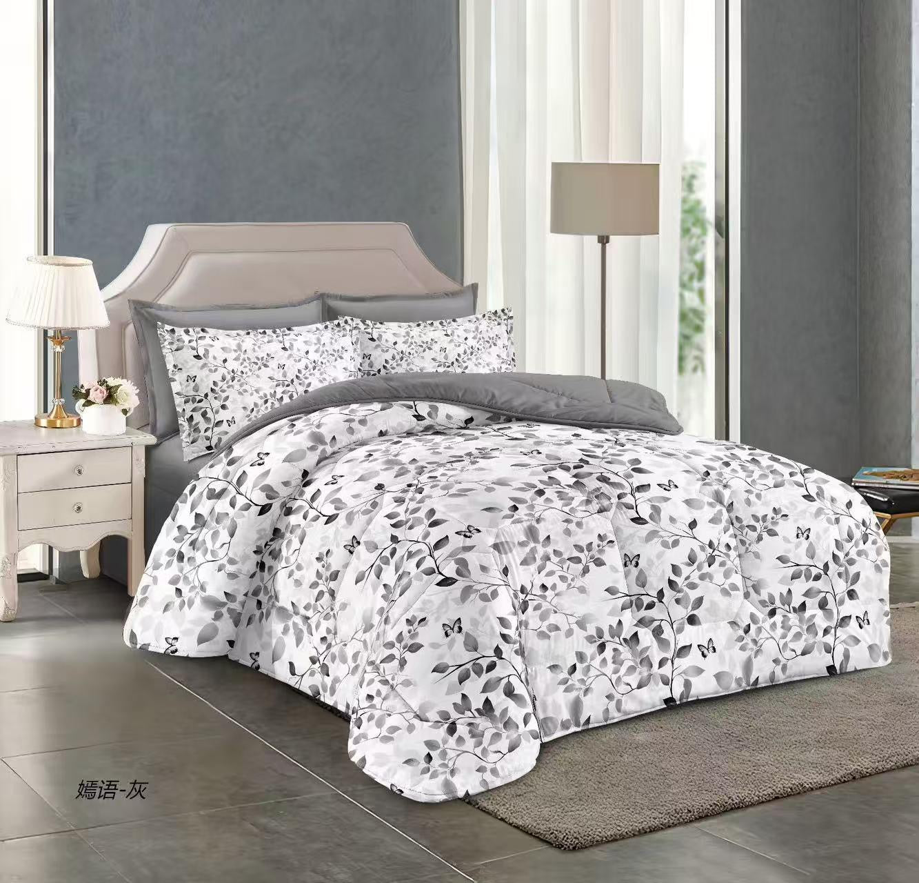 طقم لحاف مقاس كينج بنقشة زهور، 6 قطع - 220 × 240 سم