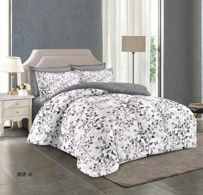 طقم لحاف مقاس كينج بنقشة زهور، 6 قطع - 220 × 240 سم