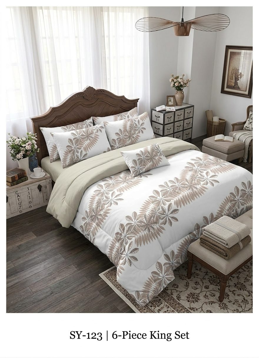Floral King size comforter 6Pcs set - 220 x 240cm