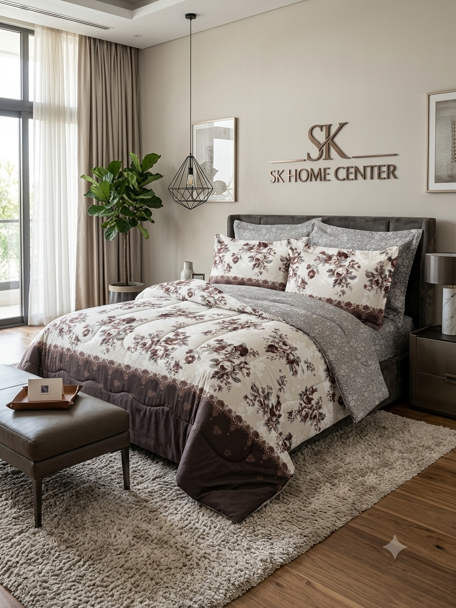 Floral 6-Piece Cotton Comforter Set | King Size Bedding Set