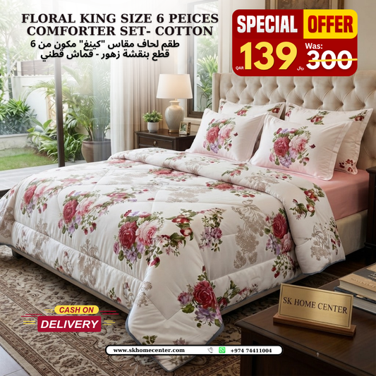 Floral 6-Piece Cotton Comforter Set | King Size Bedding Set