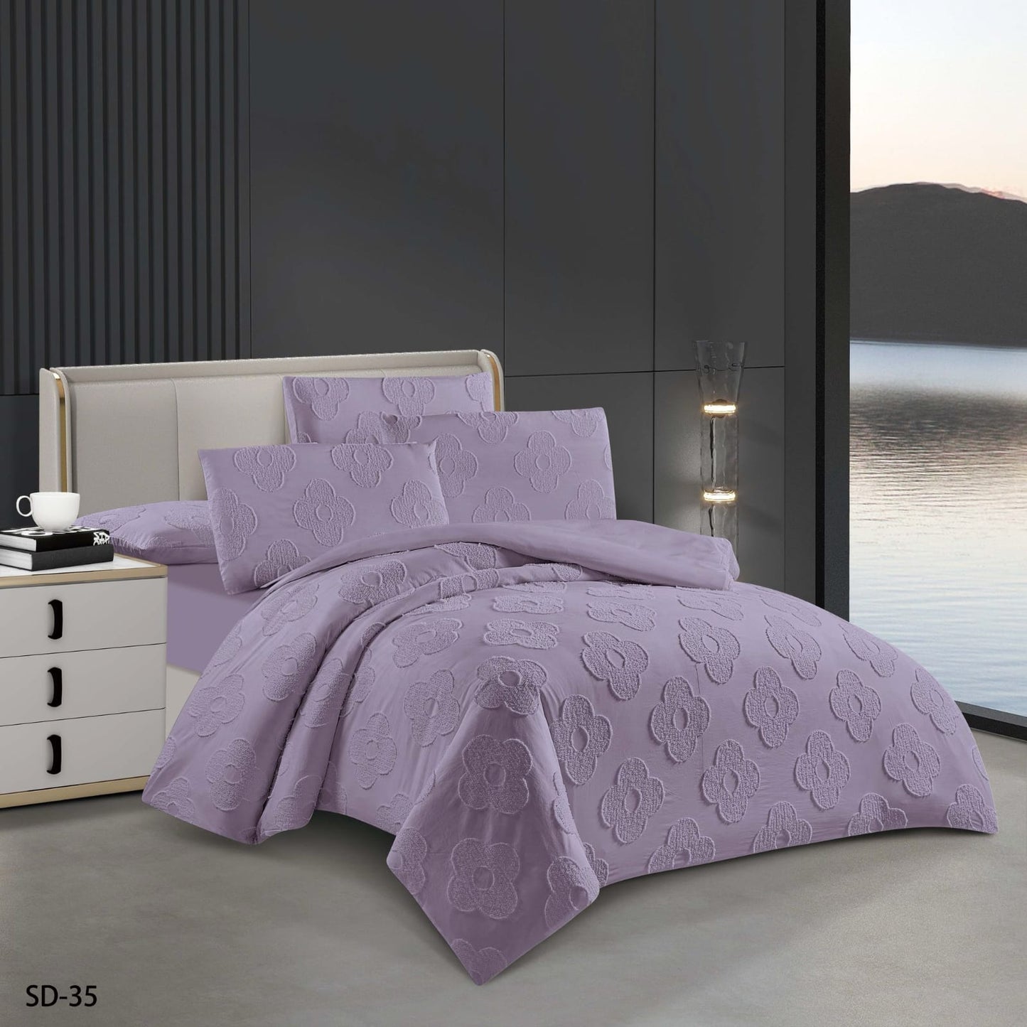 6-Piece Embroidered Duvet Cover Set – King Size | 100% Cotton