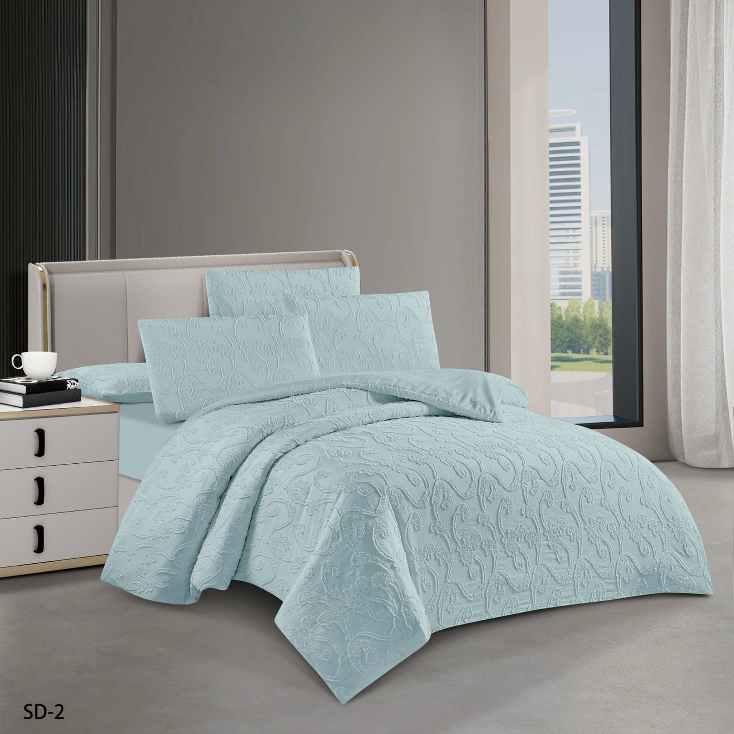 6-Piece Embroidered Duvet Cover Set – King Size | 100% Cotton