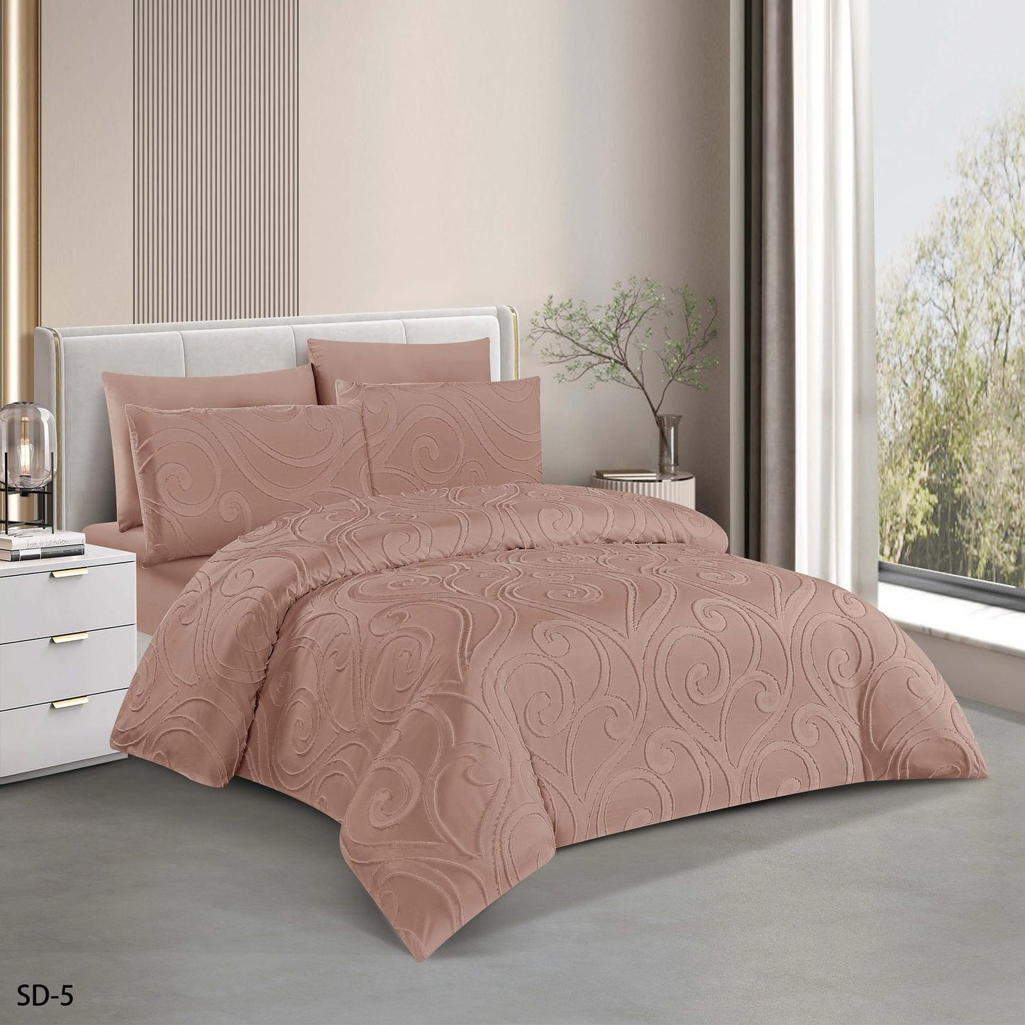 6-Piece Embroidered Duvet Cover Set – King Size | 100% Cotton