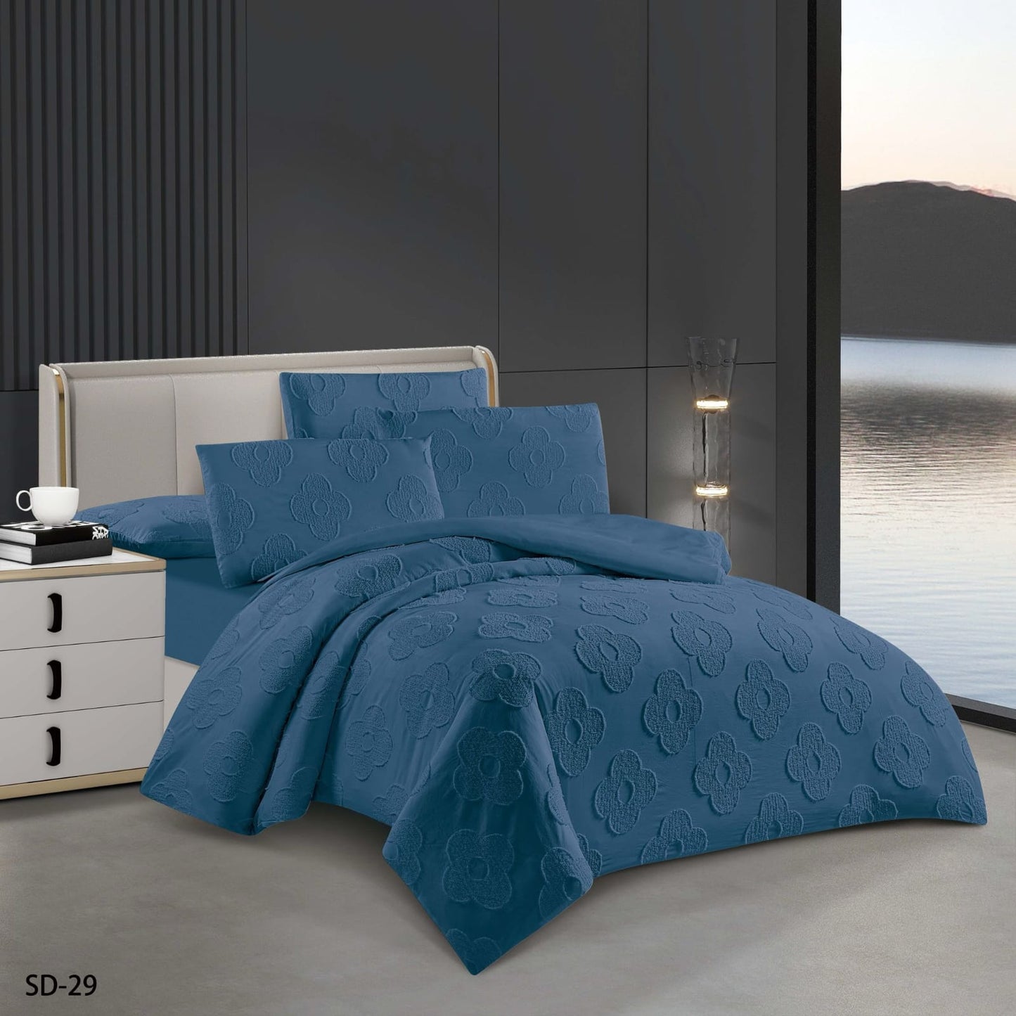 6-Piece Embroidered Duvet Cover Set – King Size | 100% Cotton