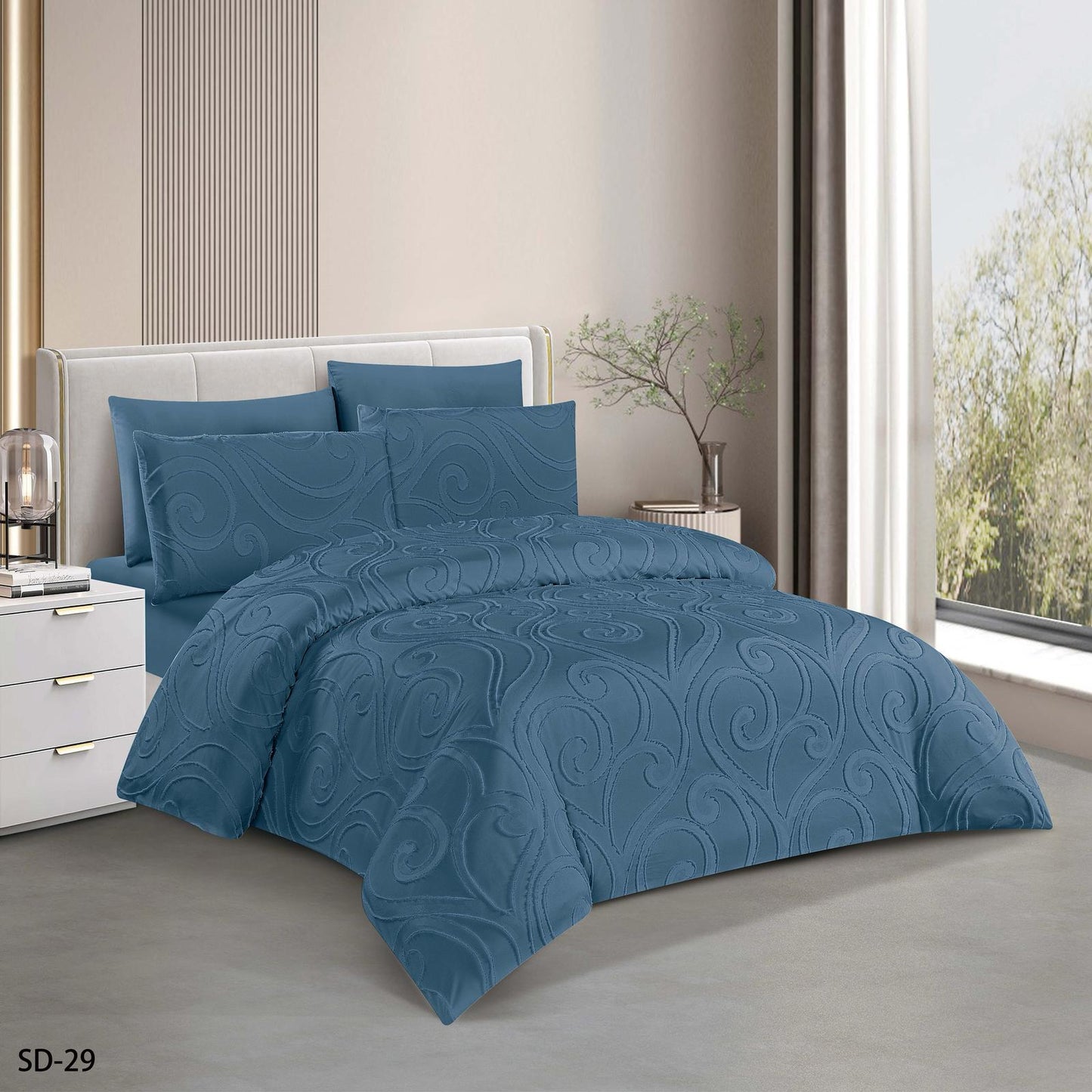 6-Piece Embroidered Duvet Cover Set – King Size | 100% Cotton
