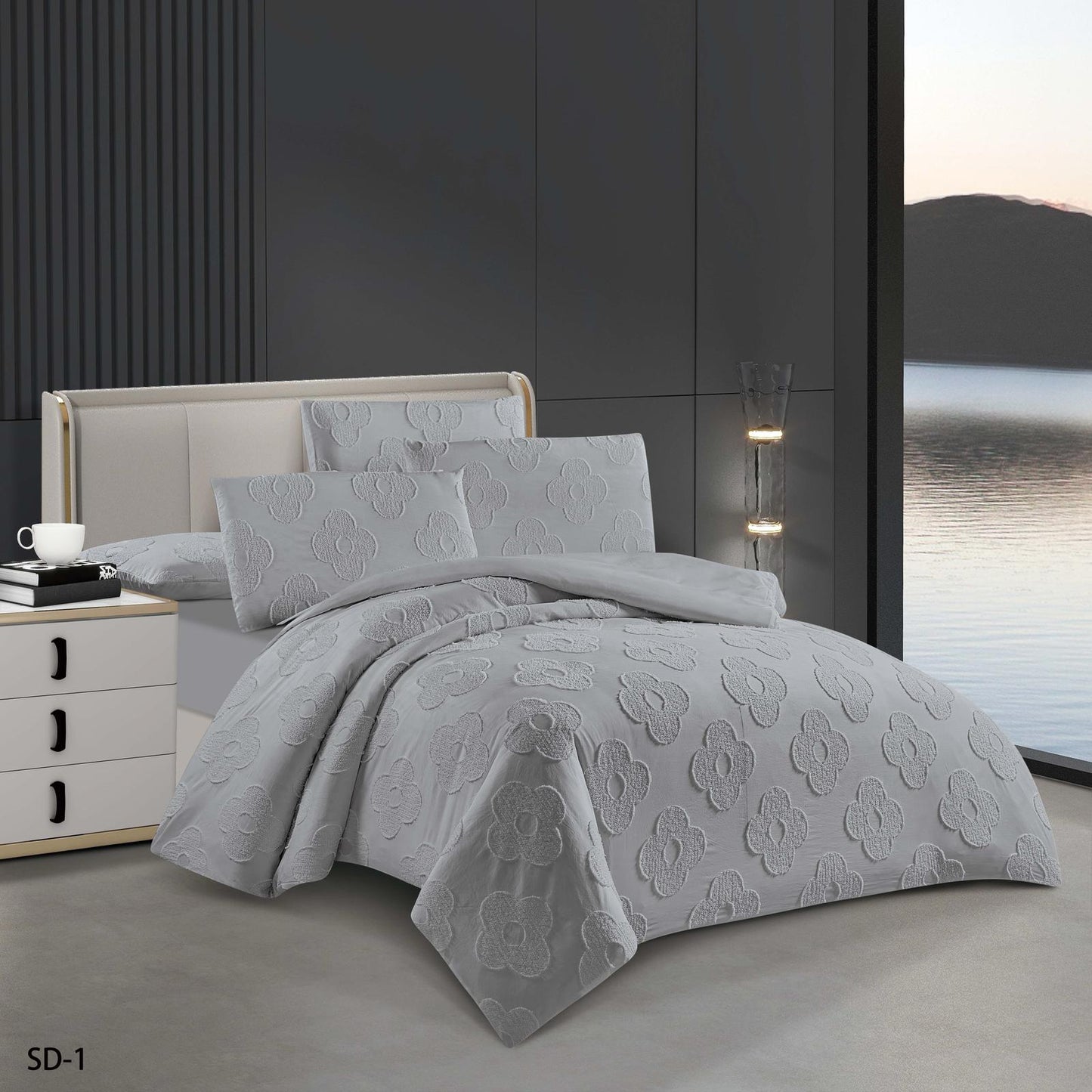 6-Piece Embroidered Duvet Cover Set – King Size | 100% Cotton