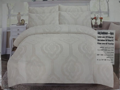 6-Piece Embroidered Duvet Cover Set – King Size | 100% Cotton