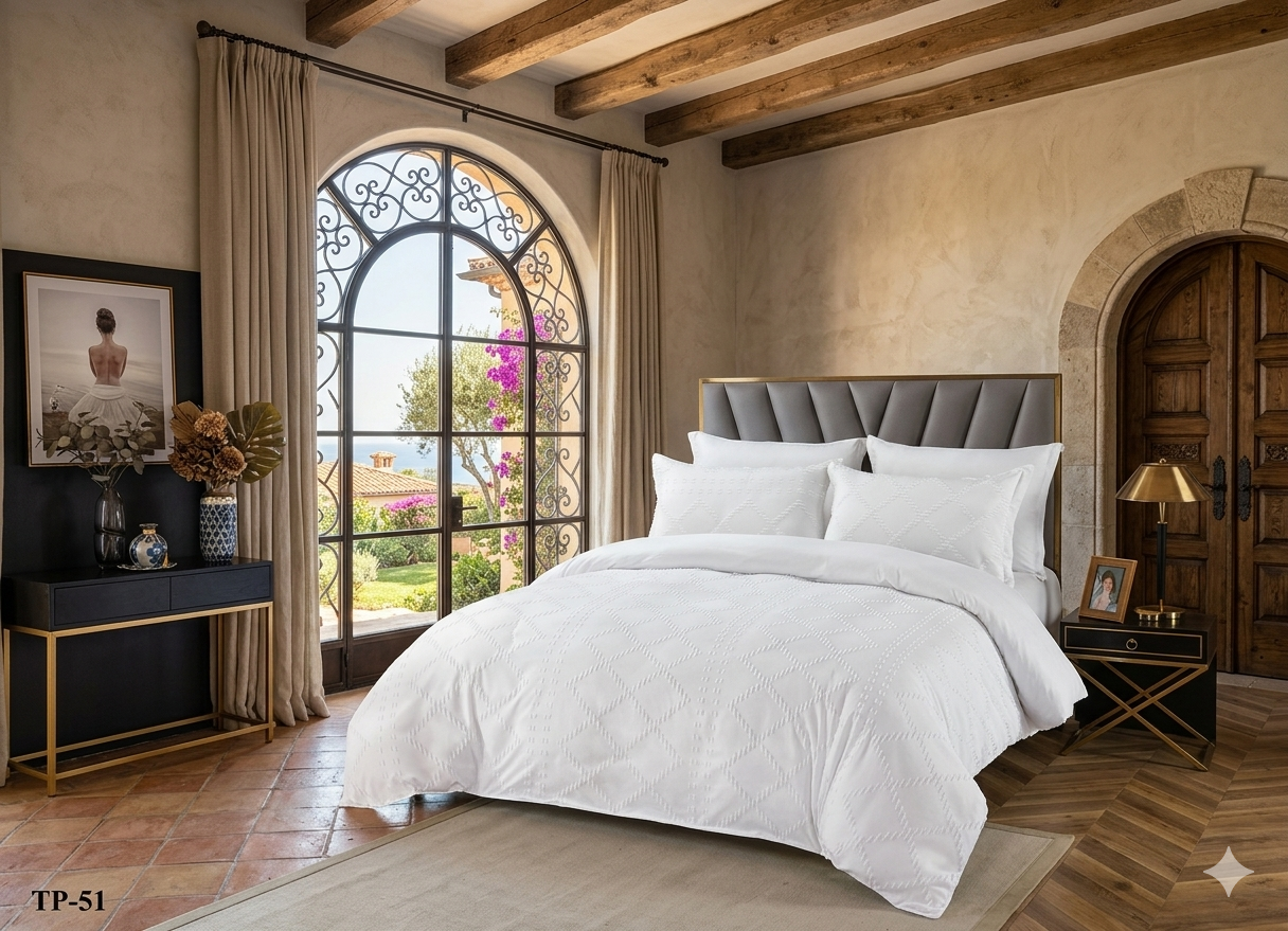 Luxury Embossed Cotton Comforter Set – 6 Pieces King Size (220X240CM)