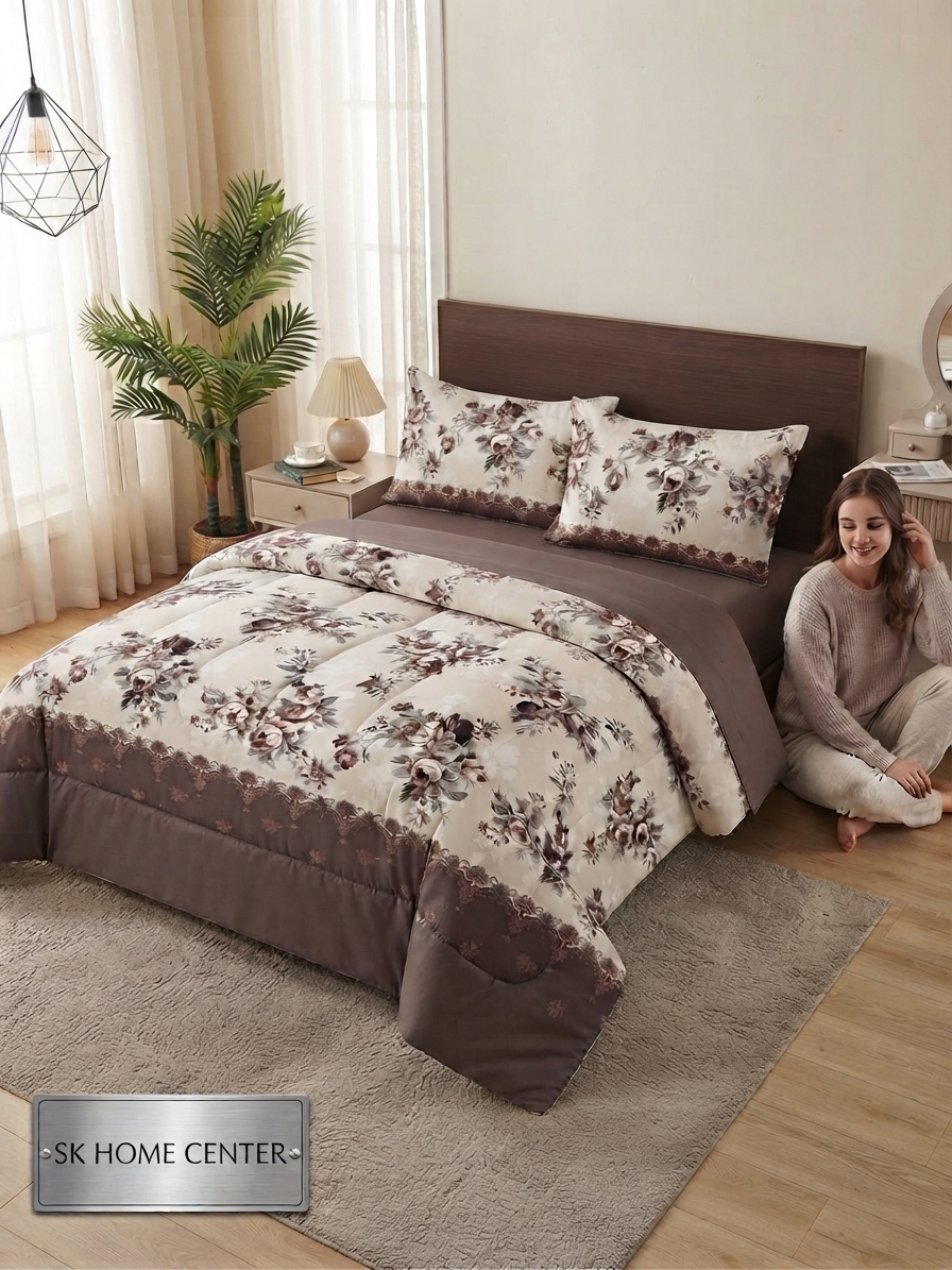 Premium Quality Single Comforter 4pcs Set- Cotton Fabric